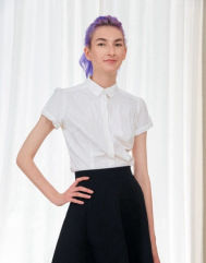 Mia Cheers - Two cocks in a scrawny purple haired innocent